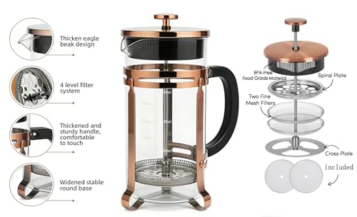 21 oz Bronze French Press Coffee Maker