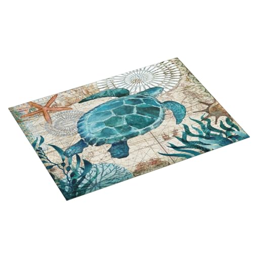 Ocean Sea Turtle Dish Drying Mat for Kitchen Counter 18x24 in
