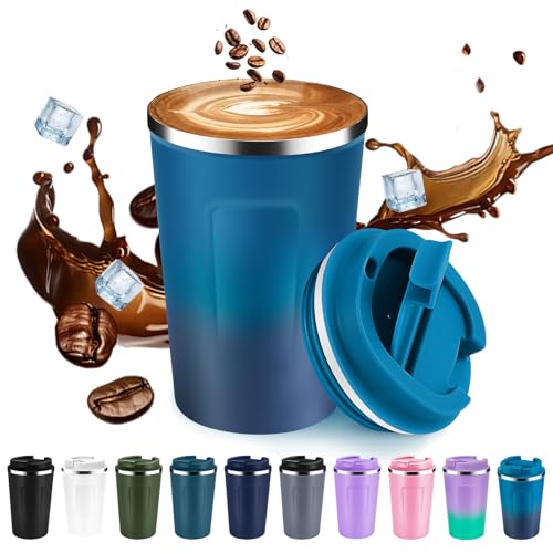 12 oz Double Wall Insulated Vacuum Travel Coffee Mug with Flip Lid