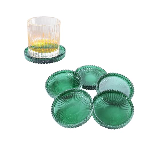 Crystal Glass Coaster 6 Pack Round Cup Drinks Coasters (6 Count)
