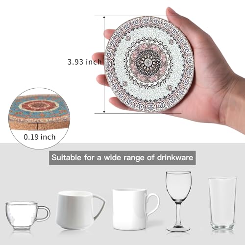Cork Coasters for Drinks Absorbent Non Slip 12pcs 4 Inch Persian (12 Count)