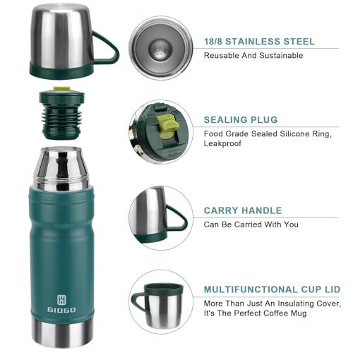 Vacuum Insulated Water Bottle Thermo Water Flask with Cup 680ml