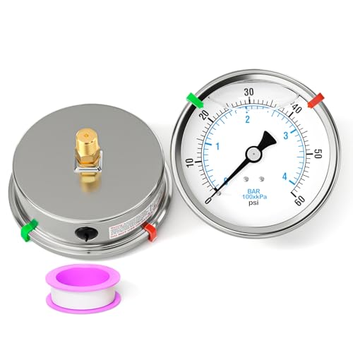 0 60PSI Stainless Steel Liquid Filled Pressure Gauge