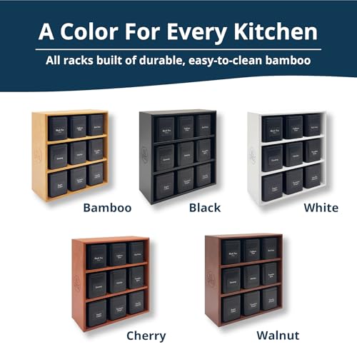 Tea Organizer Rack with 9 Tins & 160 Magnetic Labels (9 Compartments)