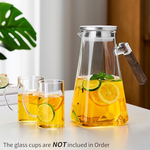 2L Glass Pitcher with Lid and Spout