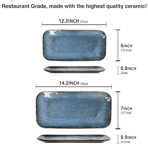 Porcelain Dinner Plates Blue 2 PCS (2 Count)