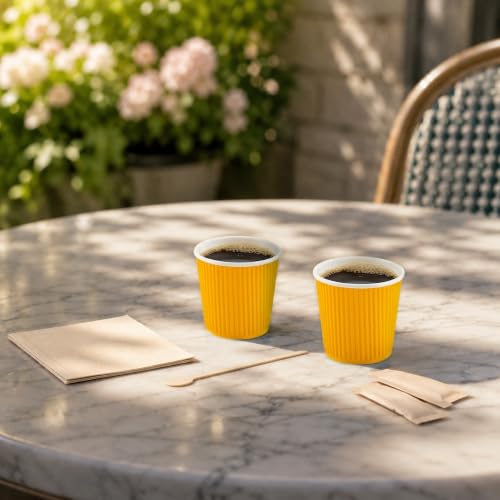 Ripple Wall Coffee Cups 500 Count 4 Ounce Insulated Yellow Paper Cups