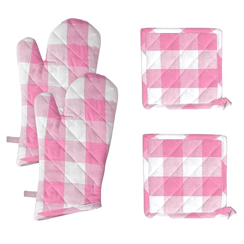 Buffalo Plaid Check Oven Mitts and Pot Holders Set of 4 (4 Count)