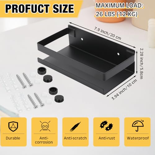 2 Pieces Stainless Steel Shelf Bathroom Shower Floating Shelves Wall Mounted Shower Caddy Basket Shelf Storage Organizer Shelves for Bathroom (2 Count)