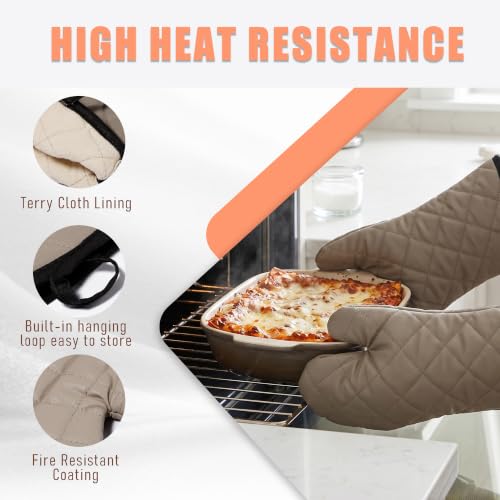 Gray 16" Quilted Terry Oven Mitts 2 Pairs Heat Resistant (4 Count)