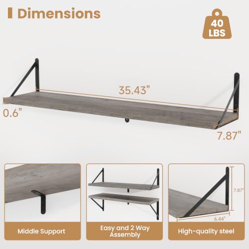 Floating Book Shelves for Wall (3 Count)