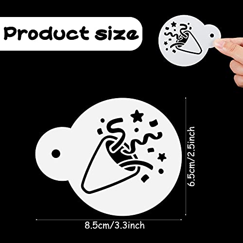 20 Pieces Birthday Cookie Stencil Templates Decoration Cookie Stencil for Birthday Coffee Cake Templates Reusable Painting Mold Tools