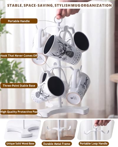 2 Tier White Coffee Mug Holder for Countertop