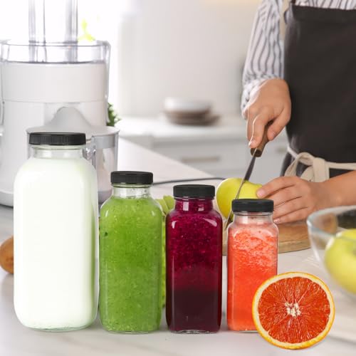 8 oz Glass Juice Bottles with Lids 12 Pack (12 Count)