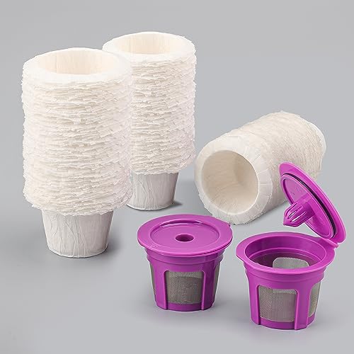 300 Count K Cup Filters Disposable with 2 Pack Reusable Coffee Pods for Keurig 2.0 and 1.0 Coffee Maker