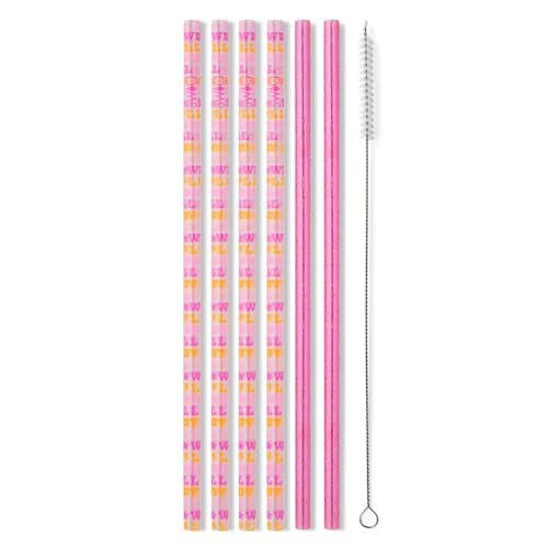 Reusable Straw Set with Cleaning Brush (6 Count)