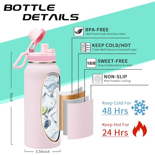32 OZ Water Bottles with Straw (9 Count)