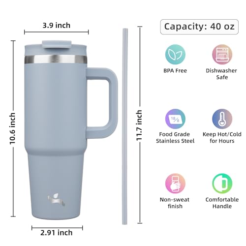 40 oz Insulated Tumbler Water Bottle with Handle