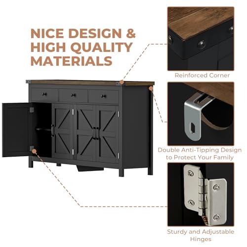 63" Sideboard Buffet Cabinet with Storage