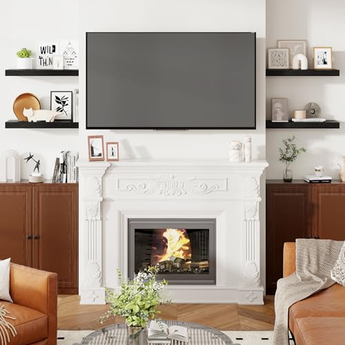 24 Inch Floating Shelves for Wall Black Shelves Set of 2 (2 Count)