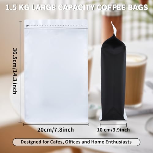New 1.5 KG Large Capacity Coffee Bags with Valve (50 Count)