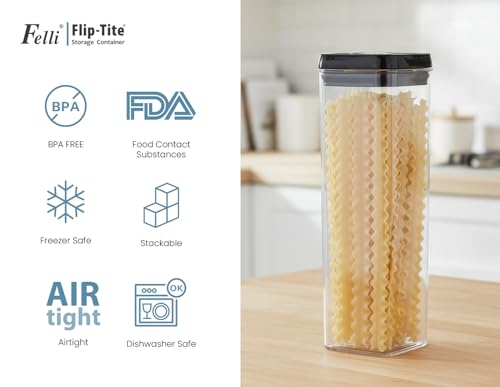 Flip Tite TALL Storage Container with Lid 4" Air Tight Easy Open Ring Top (3 Count)