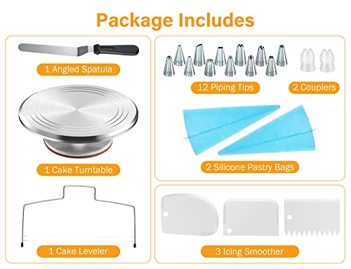 22 Aluminum Cake Stand Turntable Set for Decorating Baking Kit