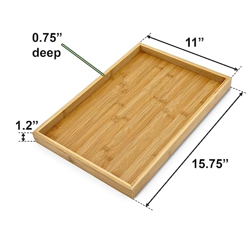 Natural Bamboo Serving Tray Platter 15.75 x 11 Rectangular