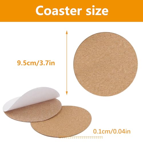 100 PCS self Adhesive Cork for Coasters Bulk (100 Count)