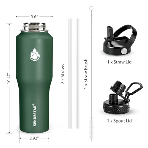 Water Bottle Wide Mouth Stainless Steel Vacuum Insulated Double Wall Keep Liquids Cold or Hot All Day