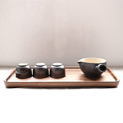 Rustic Walnut Wooden Tray Solid Wood Serving Tray Square Rectangle Platter Tea Tray Coffee Table Tray