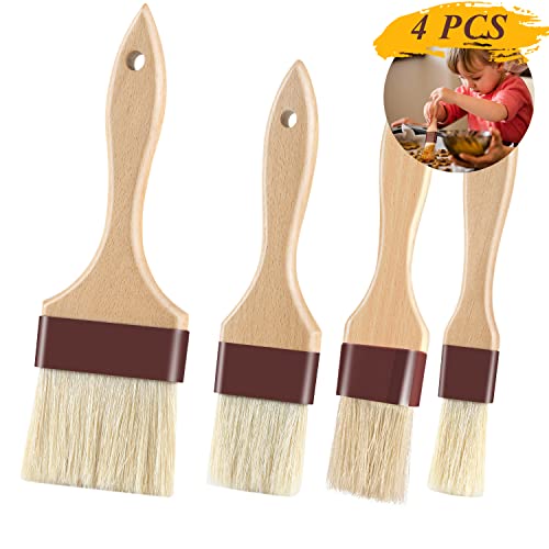 Pastry Brushes for Baking Basting Brush with Boar Bristles and Beech Hardwood Handles Culinary Oil Brush for Barbecue Butter Grill BBQ Sauce Baster Marinade Kitchen Food Cooking Brushes