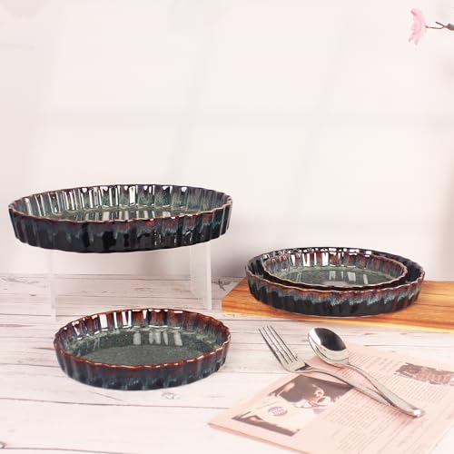 7 Inch Ceramic Pie Pan Quiche Dish 13.5 Ounces Baking Pan (2 Count)