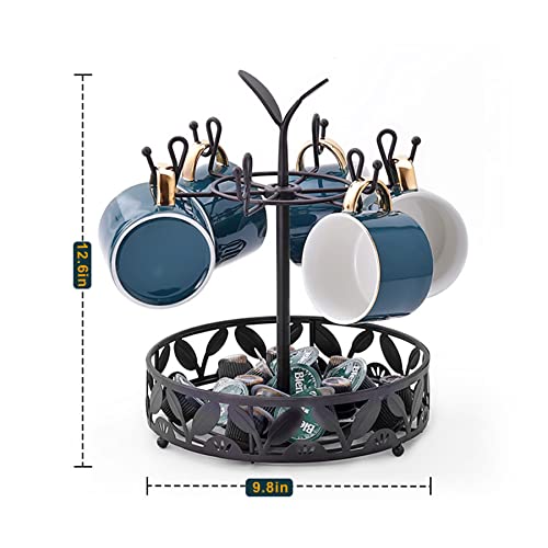 Coffee Mug Holder with Coffee Pod Basket Storage