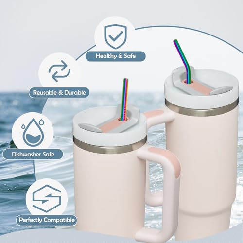 for Stanley Quencher 40oz Tumbler 6x Metal Stainless Steel Straws
