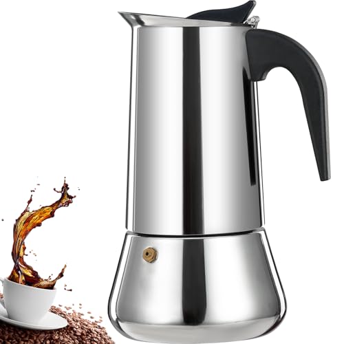 12 Cup Stovetop Espresso Maker Stainless Steel Moka Pot Stove Top Percolator Italian Coffee Makers Capable Mocha Greca Machine Cafe Classic Induction Cookers for Home and Camping 600ml 20oz (12 Count)