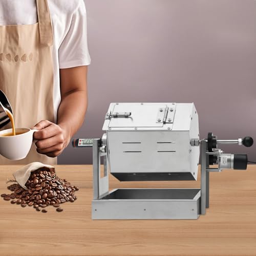 0.66 2.65lb Automatic Coffee Roaster Coffee Bean Roasting Machine Commercial Coffee Gas Roaster with Thermometer & Speed Controller Drum Type Gas Burner Require