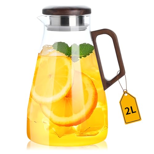 2L Glass Pitcher with Lid and Spout