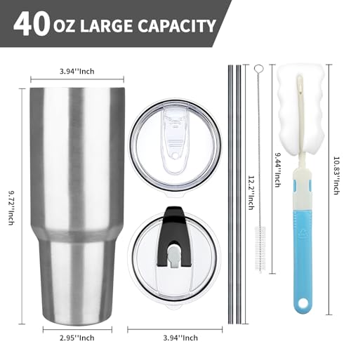 40 oz Tumbler with Lids and Straws