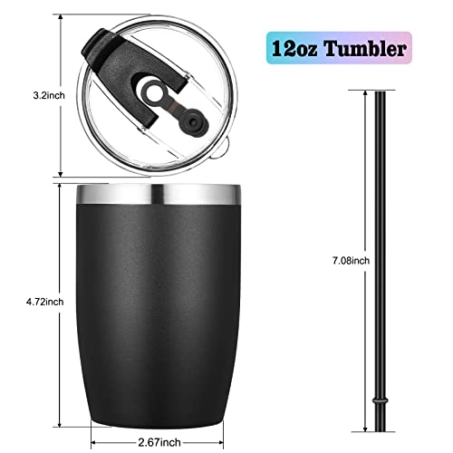 Stainless Steel 12 oz Tumblers bulk Vacuum Insulated Double Wall Travel Tumbler with Lid and Straw Reusable Tumbler (12 Count)