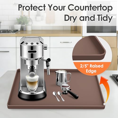 Silicone Coffee Maker Mat with Lip for Countertops