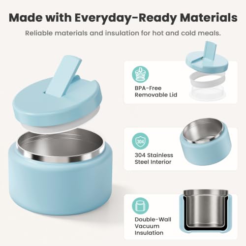 13.5oz Soup Thermo for Hot Food Kids with Buckle Lid Insulated Vacuum Food Jar Wide Mouth Leakproof Stainless Steel Lunch Container