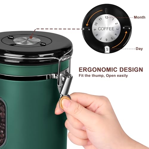 Airtight Coffee Canister with Date Tracker & Transparent Window