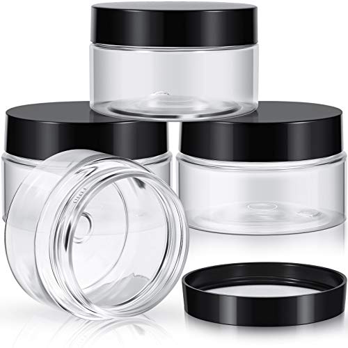 4 Pcs Plastic Jars Wide Mouth with Lids