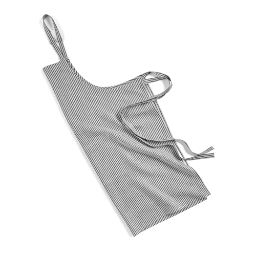 100% Pure Linen Full Midi Bib Apron Black and White