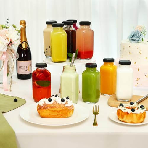 24pcs 16oz Glass Juice Bottles with Lids (24 Count)