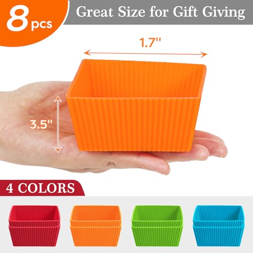 3.5 Inch Jumbo Baking Cups Reusable Silicone Square Cupcake Liners Non (8 Count)