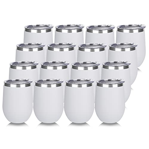 Stainless Steel Wine Tumbler Bulk with Lid (16 Count)