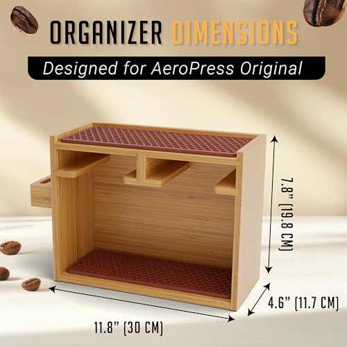 Organizer Stand for AeroPress Bamboo Coffee Caddy Original Brown
