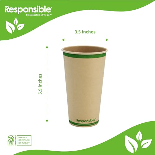 Certified Compostable 20 oz Paper Cups (50 Count)